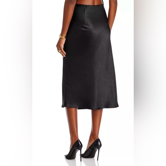 Aqua Satin Midi Slip Skirt - Picture 3 of 6